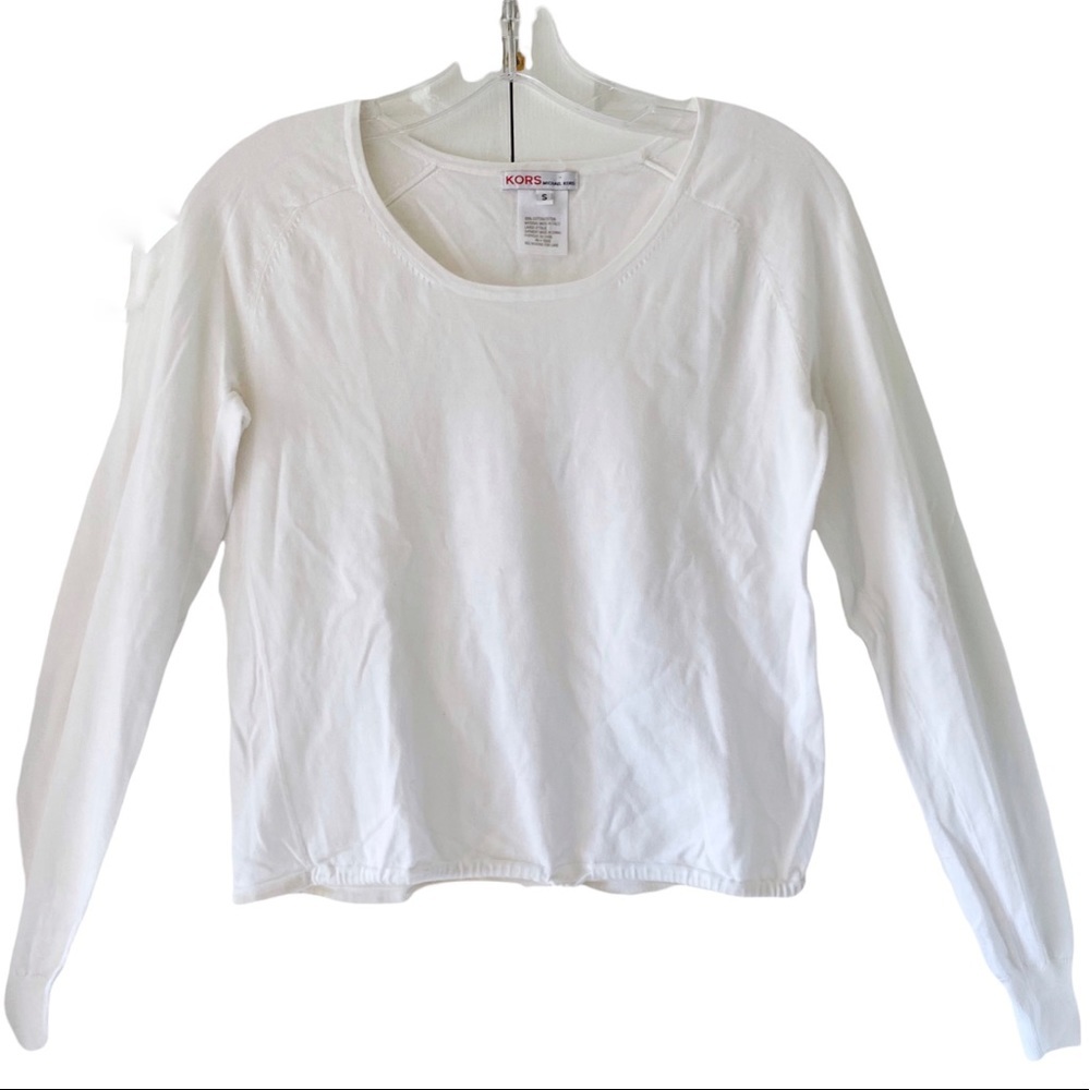 Kors Michael Kors Womens White Lounge Knit Top Long Sleeve Size Small S Cotton